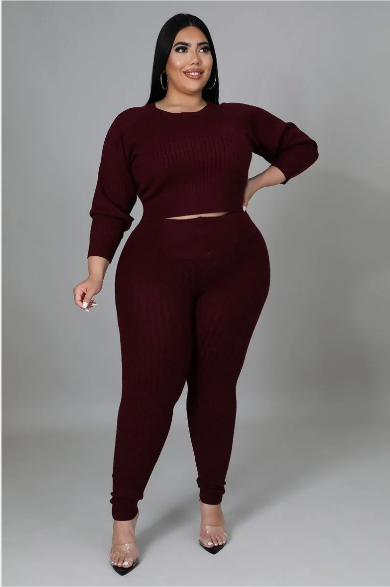 Two pc Burgundy Set - shopaleeboutique